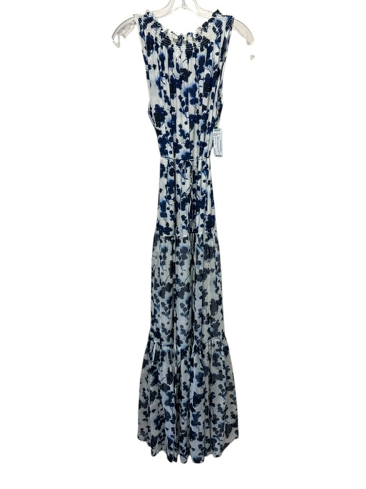 Elizabeth & James Size S Blue & White Silk Sleeveless Maxi Printed Dress Blue & White / S