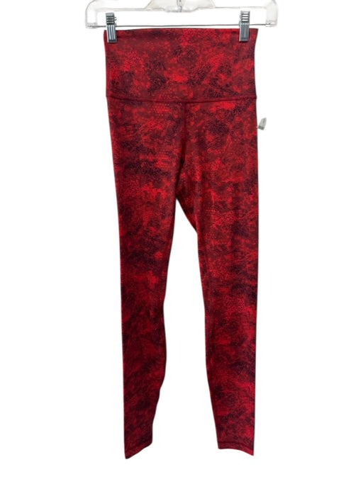 Lululemon Size 4 Red Poly Blend Elastic Waist Athletic Printed Leggings Red / 4