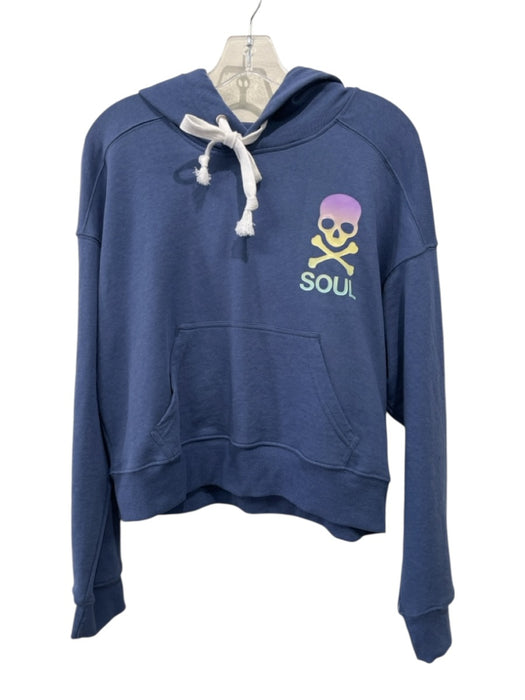 Soulcycle Size L Navy Cotton Blend Kangaroo Pocket Long Sleeve Hooded Jacket Navy / L