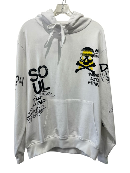 Soulcycle Size L White & Multi Cotton Blend Kangaroo Pocket Long Sleeve Jacket White & Multi / L