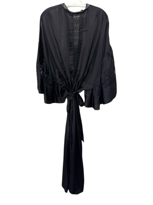 Jen's Pirate Booty Size Est L Black Viscose V Neck Flowy Maxi Lace Detail Dress Black / Est L