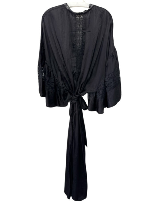 Jen's Pirate Booty Size Est L Black Viscose V Neck Flowy Maxi Lace Detail Dress Black / Est L