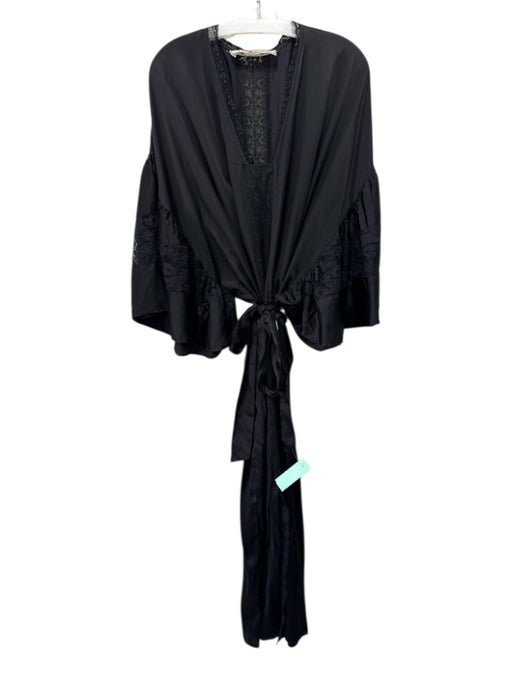 Jen's Pirate Booty Size Est L Black Viscose V Neck Flowy Maxi Lace Detail Dress Black / Est L