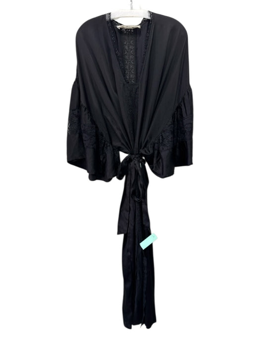 Jen's Pirate Booty Size Est L Black Viscose V Neck Flowy Maxi Lace Detail Dress Black / Est L