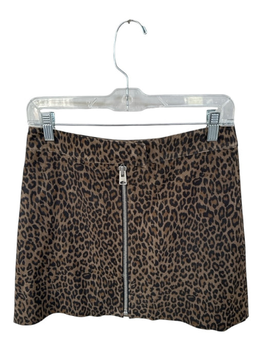 ALLSAINTS Size 4 Brown & Black Vegan Leather Front Zip Animal Print Mini Skirt Brown & Black / 4