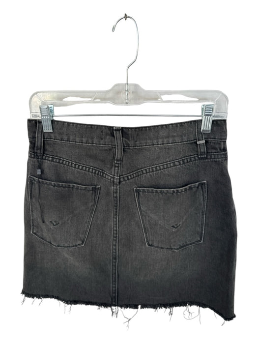 Hudson Size 26 Black & Silver Cotton Blend Front Zip Cut Off Denim Skirt Black & Silver / 26