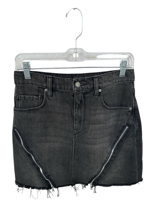 Hudson Size 26 Black & Silver Cotton Blend Front Zip Cut Off Denim Skirt Black & Silver / 26