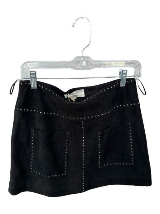 Joie Size 4 Black & Silver Suede Studded Side Zip Mini Skirt Black & Silver / 4