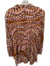 Marie Oliver Size XS Brown & Peach Silk Blend Long Balloon Sleeve Squares Dress Brown & Peach / XS