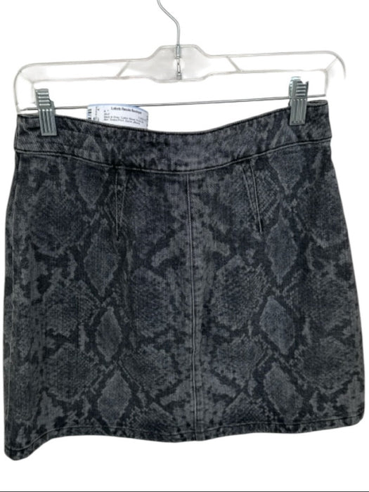 Rag & Bone Size 2 Black & Gray Cotton Blend Front Zip Mini Snake Print Skirt Black & Gray / 2