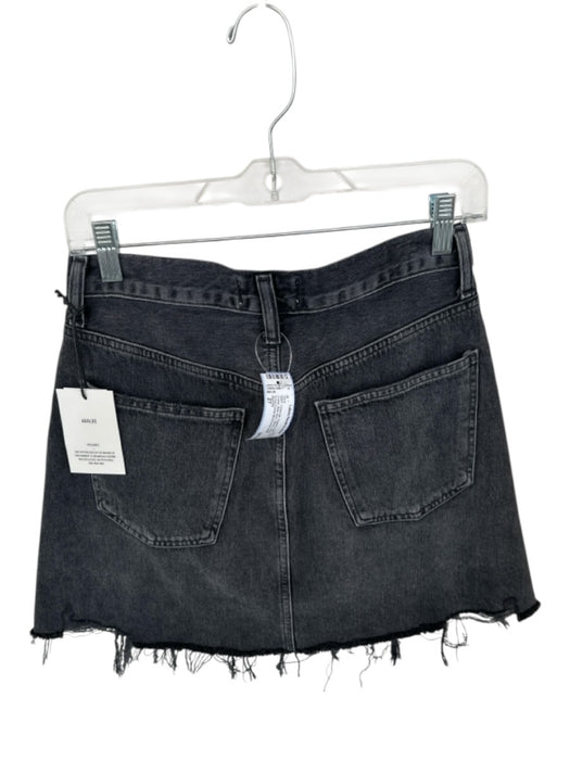 Agolde Size 27 Charcoal Organic Cotton Criss Cross Raw Hem Denim Skirt Charcoal / 27
