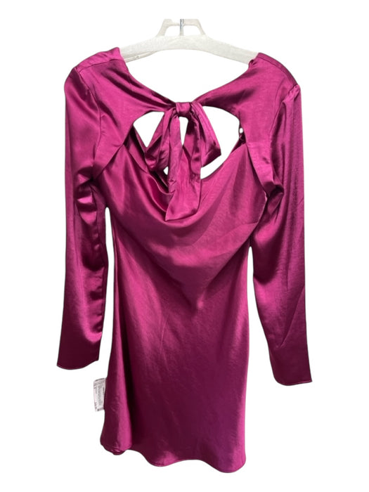 Mustard Seed Size S Fuschia Polyester Blend Long Sleeve Back Tie Cowl Dress Fuschia / S