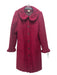 Elevenses Size 10 Red & Brown Wool Floral Button Up Ruffle Accent Coat Red & Brown / 10