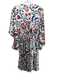Sachin & Babi Size 6 White, Blue, Red Polyester Surplice Drape Sleeve Dress White, Blue, Red / 6