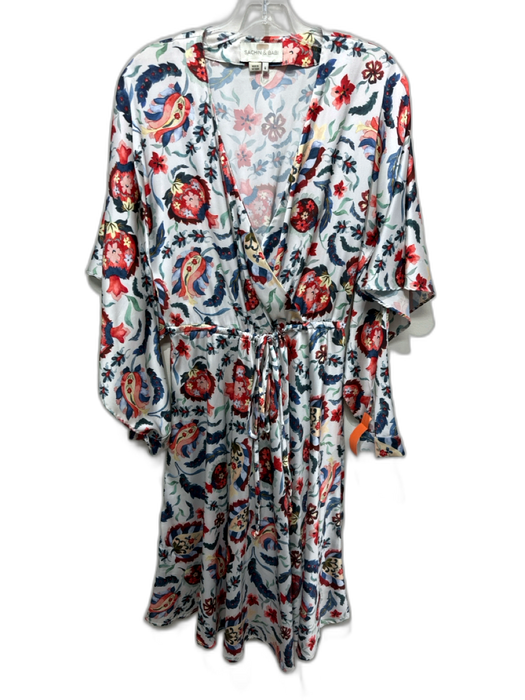 Sachin & Babi Size 6 White, Blue, Red Polyester Surplice Drape Sleeve Dress White, Blue, Red / 6