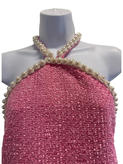 Hyacinth House Size S Pink & White Polyester Tweed Halter Neck Side Zip Dress Pink & White / S