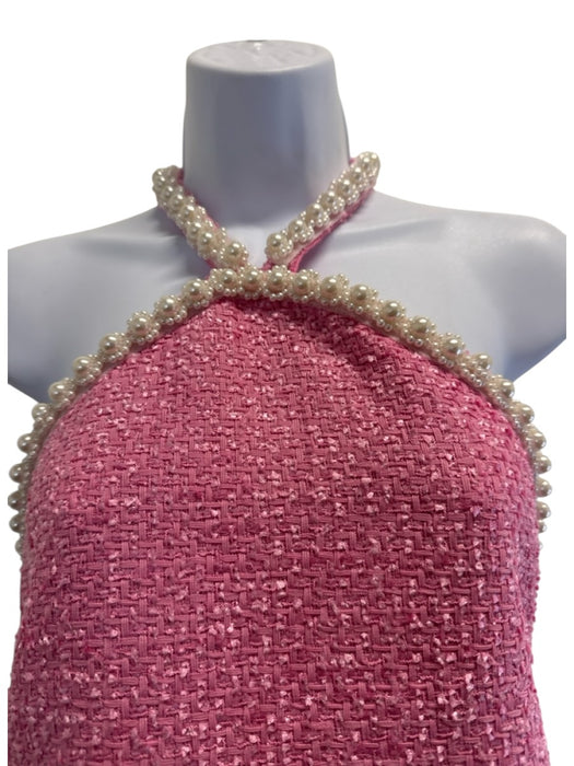Hyacinth House Size S Pink & White Polyester Tweed Halter Neck Side Zip Dress Pink & White / S