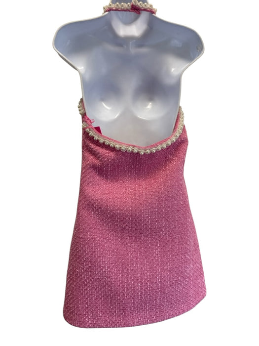 Hyacinth House Size S Pink & White Polyester Tweed Halter Neck Side Zip Dress Pink & White / S