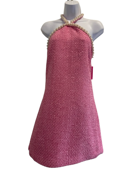 Hyacinth House Size S Pink & White Polyester Tweed Halter Neck Side Zip Dress Pink & White / S