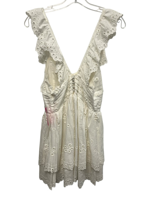 For Love & Lemons Size Est S White Cotton Floral Eyelet Sleeveless Dress White / Est S