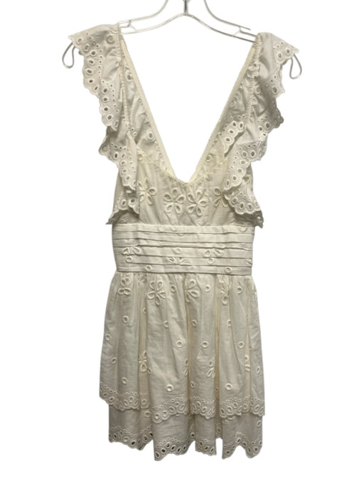 For Love & Lemons Size Est S White Cotton Floral Eyelet Sleeveless Dress White / Est S