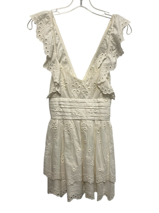 For Love & Lemons Size Est S White Cotton Floral Eyelet Sleeveless Dress White / Est S