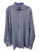 Bugatchi Size Est L White & Blue Cotton All Over Print Men's Long Sleeve Shirt White & Blue / Est L