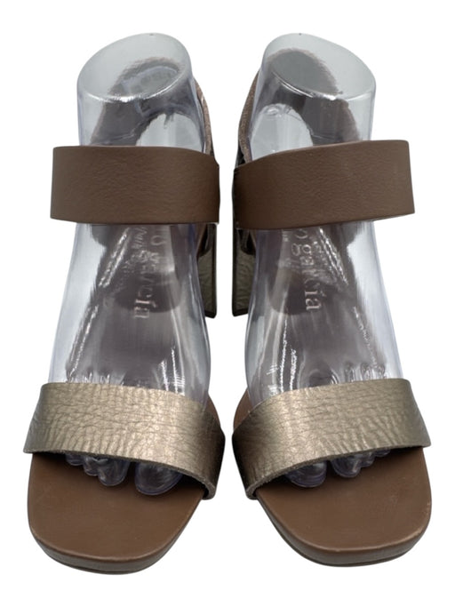 Pedro Garcia Shoe Size 39 Brown & Gray Leather Upper Velcro Bronze Sandals Brown & Gray / 39