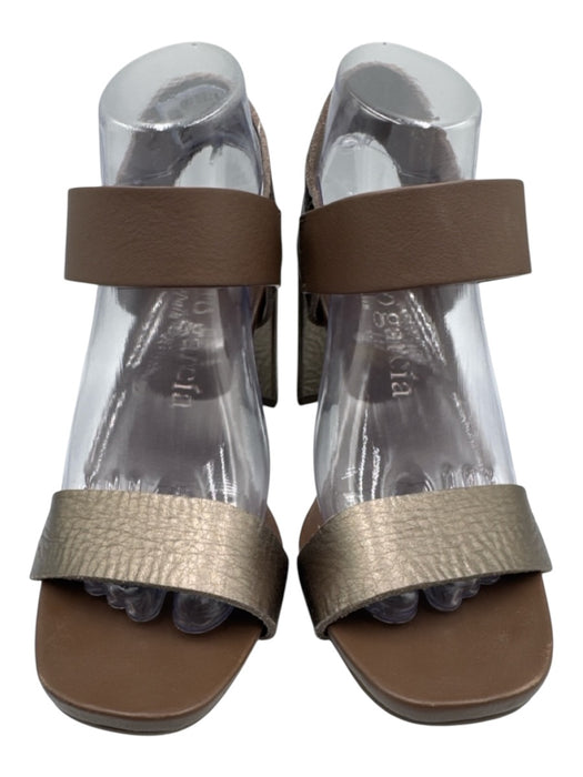 Pedro Garcia Shoe Size 39 Brown & Gray Leather Upper Velcro Bronze Sandals Brown & Gray / 39