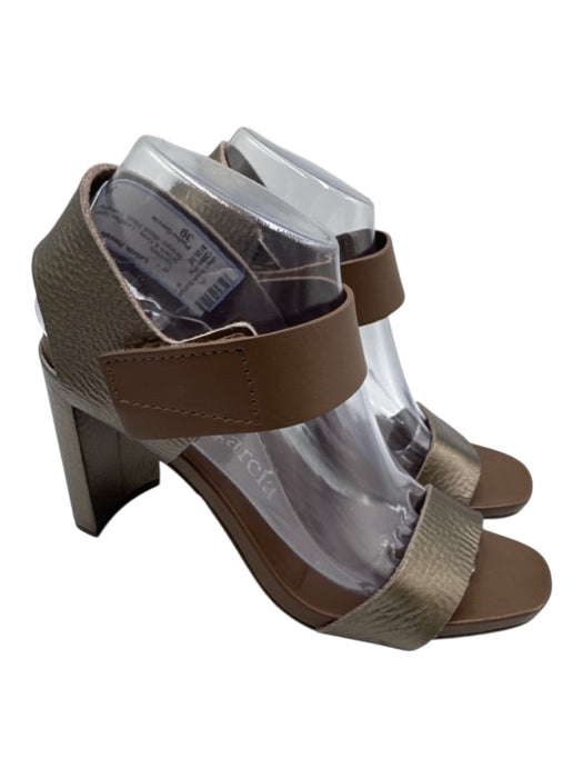 Pedro Garcia Shoe Size 39 Brown & Gray Leather Upper Velcro Bronze Sandals Brown & Gray / 39