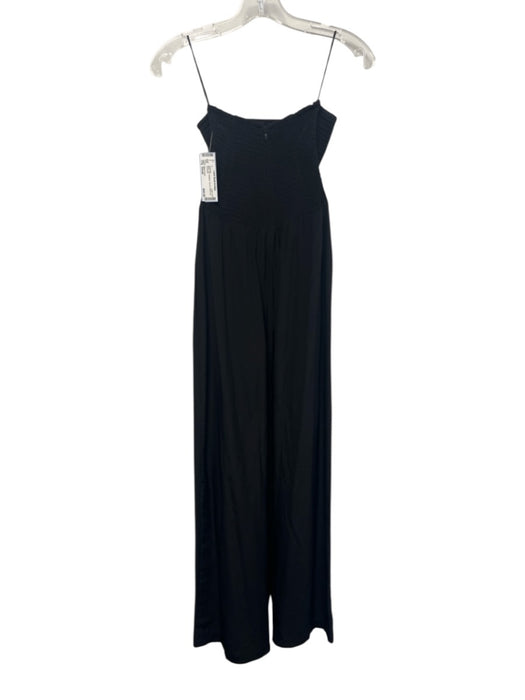 Gilner Farrar Size Small Black Silk Strapless Shirred Wide Leg Jumpsuit Black / Small