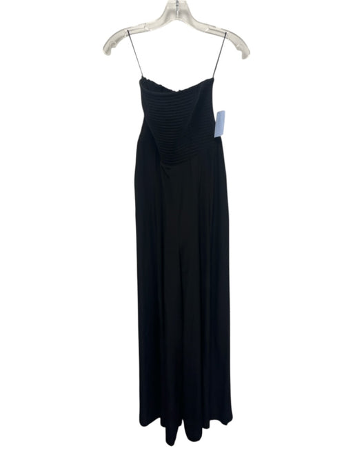 Gilner Farrar Size Small Black Silk Strapless Shirred Wide Leg Jumpsuit Black / Small