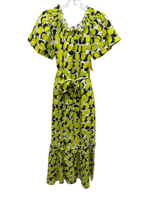 Tyler Boe Size XS Green, Black, White Linen Dots Ruffle Detail Dress Green, Black, White / XS