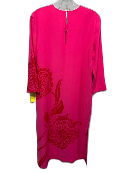 Trina Turk Size 2 Pink & Red Polyester floral print Leg Slit Long Sleeve Dress Pink & Red / 2