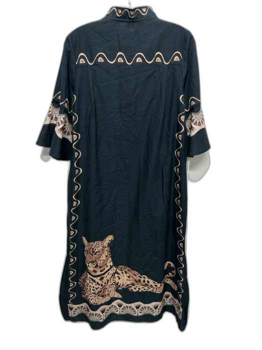 Isla Payal Size XS Black, Brown, Multi Cotton Abstract Print Leg slits Dress Black, Brown, Multi / XS
