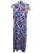 Banjanan Size XS White, Blue, Red Cotton Abstract Print Quarter Button Dress White, Blue, Red / XS