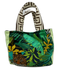 Green, Brown, Multi Silk Pleather Magnetic Clasp Top Handles Hand Bag Green, Brown, Multi / S