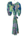 OOPSCOOL Size XS Green & Multi Polyester Puff Short Sleeve Floral Print Dress Green & Multi / XS