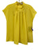Tibi Size XXS Yellow Triacetate & Polyester Cap Sleeve Pleated Mock Neck Top Yellow / XXS