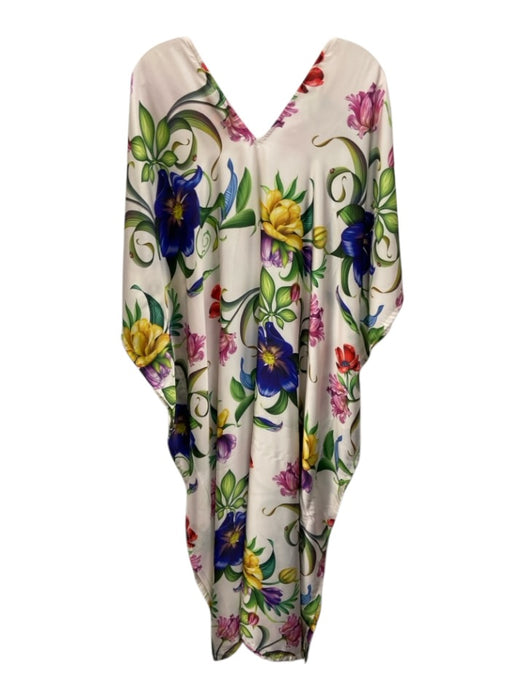 Tela Mercantile Size One Size Pink, Green, Multi Polyester V Neck Midi Dress Pink, Green, Multi / One Size