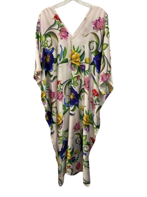 Tela Mercantile Size One Size Pink, Green, Multi Polyester V Neck Midi Dress Pink, Green, Multi / One Size
