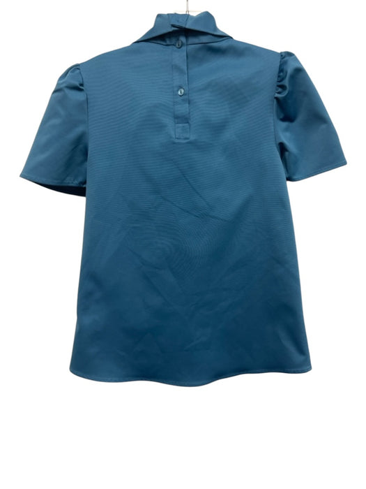 LaRoque Size XS Blue Polyester neck tie Puff Shoulder Short Sleeve Top Blue / XS