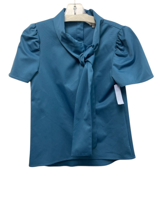 LaRoque Size XS Blue Polyester neck tie Puff Shoulder Short Sleeve Top Blue / XS