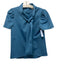 LaRoque Size XS Blue Polyester neck tie Puff Shoulder Short Sleeve Top Blue / XS