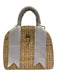 MME. Mink Beige & Gray Wicker Grosgrain Ribbon Woven Top Handle Basket Bag Beige & Gray / L