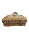 MME. Mink Beige & Gray Wicker Grosgrain Ribbon Woven Top Handle Basket Bag Beige & Gray / L
