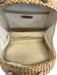 MME. Mink Beige & Gray Wicker Grosgrain Ribbon Woven Top Handle Basket Bag Beige & Gray / L