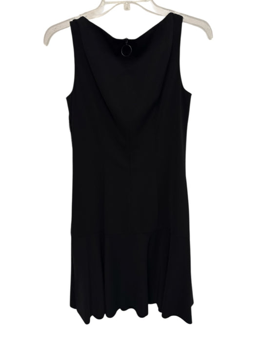 Akris Punto Size 4 Black Polyester Sleeveless Tassels Below Knee Back Zip Dress Black / 4