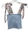 Koch Size XS Blue & Beige Cotton Shoulder Tie Smocked Bodice Crop Top Blue & Beige / XS