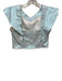 Koch Size S Seafoam Green Cotton & Lurex Ruffle Cap Sleeve Metallic Crop Top Seafoam Green / S